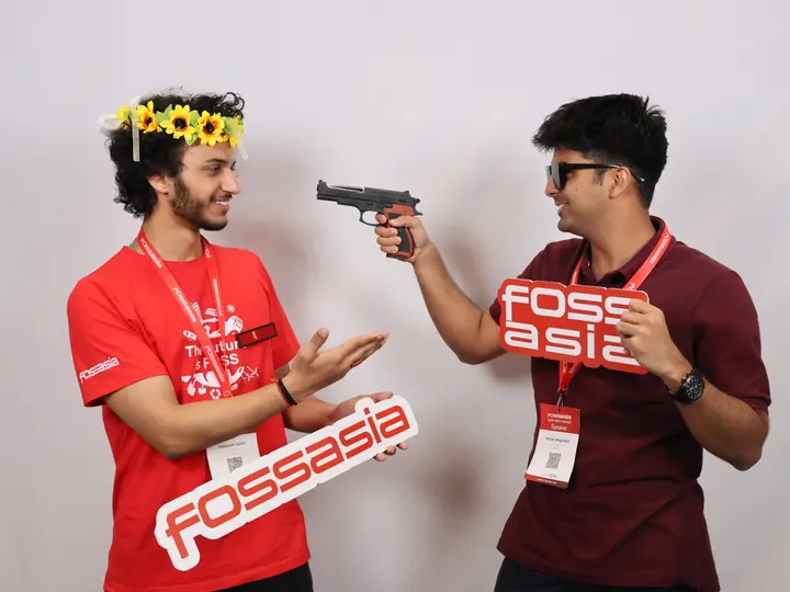 At the FOSSASIA Summit booth with Vedansh