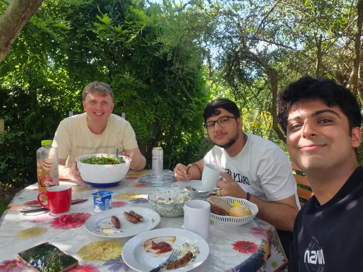 With Mario and Saksham at a barbecue