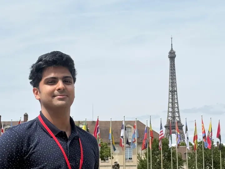 At UNESCO, with the Eiffel Tower in view