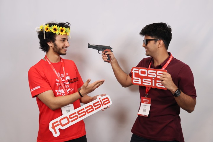 At the FOSSASIA Summit booth with Vedansh