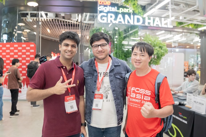 Saksham, Arnav, and Quan at FOSSASIA Summit 2026