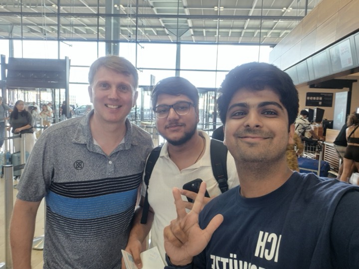 Mario, Arnav, and Saksham departing Germany